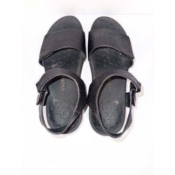 Vionic Raz Metallic Sandals Wedge Comfort Casual Adjustable Straps Black Size 9 - Picture 8 of 16